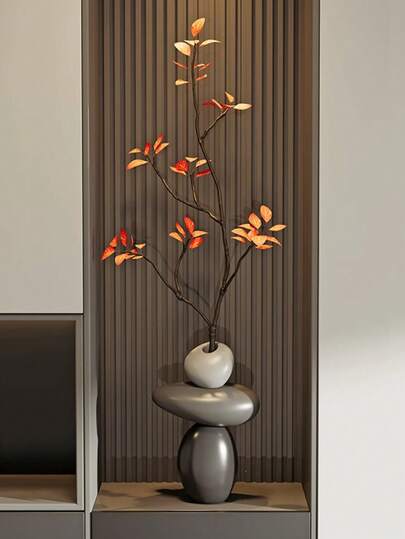 Abstract Stone-Stacked Vase Trending Modern Home Decor For Living Room, Console Table & Bedroom. Stylish Centerpiece For Boho & Minimalist Spaces, Perfect For Year-Round Or Fall-Themed Accents. Elevate Your Interior With Artistic Flair