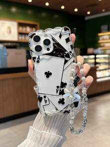 Ốp lưng điện thoại TPU cao cấp, màu kem, họa tiết đan lượn sóng, tối giản, kèm phụ kiện vòng tay hạt cườm, tương thích với iPhone 17pro/17Air/17/17promax 16/11/16pro/16plus/16promax/16e/15Promax/13/14/12/XS/XR/7G/8PXR/7/8, 15Promax, 13, 14. - Nhiều màu - Xem 1