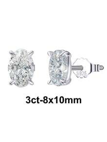 1 PC 925 Sterling Silver Stud Earrings Shining Oval Cut 8A Zirconia Stone Elegant Brilliant Jewelry For Teenager Girl - LZE03 - View 14