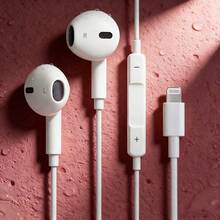 有线耳机/耳塞，带麦克风和音量控制，HiFi 立体声降噪，兼容 14/13/12/11 Pro Max/XS/XR/X/8/7，Lightning 接口有线耳机，苹果 MFi 认证入耳式耳机，带麦克风，适用于 14/13/12/11 Pro Max/X/XS/XR/8/7 Plus - 白色 - 查看 1
