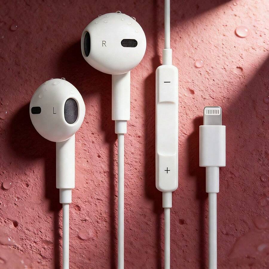 有线耳机/耳塞，带麦克风和音量控制，HiFi 立体声降噪，兼容 14/13/12/11 Pro Max/XS/XR/X/8/7，Lightning 接口有线耳机，苹果 MFi 认证入耳式耳机，带麦克风，适用于 14/13/12/11 Pro Max/X/XS/XR/8/7 Plus - 白色 - 查看 1