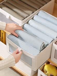 1pc/2pcs/5pcs White Fabric Transparent Window Storage Box, Underwear & Clothing Organizer Drawer, Stackable Storage Container For Wardrobe, Toys & Miscellaneous - Multicolor - View 4