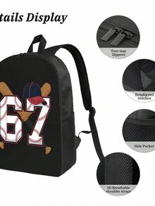 6 7 SIX SEVEN Backpack Simple Lightweight Backpack Fashion Travel Backpack Laptop Backpack 17 Inch - màu đen - Xem 4