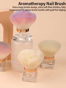 粉玫瑰软毛美甲刷，艺术除尘刷，集尘刷，腮红粉刷，美妆美甲刷清洁工具，适用于亚克力指甲 - 彩色 - 查看 1