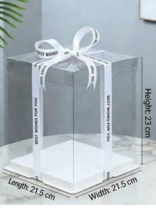 High-Grade INS-Style Transparent Cake Box Set | Thick White Card Base Baking Gift Boxes | Multi-Size Decorative Boxes For Birthday, Festival Gifts & Flower Packaging - White - View 12