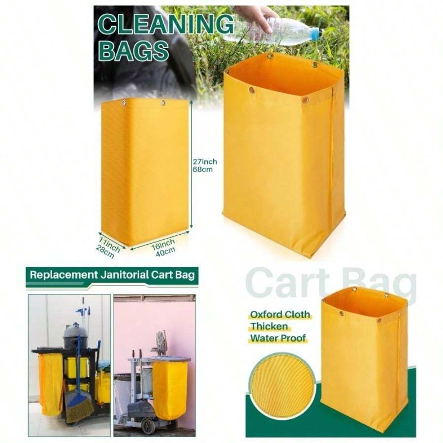 16x 11x 27 Inch Janitorial Cleaning Cart Bag High Capacity Commercial Janitorial Cart Bag Housekeeping Housekeeper Restaurant Motel Cafe Facility Office, 23 Gallon, Yellow1 Pc - 黃色 - 查看 1