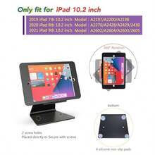 Desktop AntiTheft Security Kiosk Stand Holder Enclosure For IPad 10.2Inch 9th Gen.20218th Gen.2020 7th Gen.2019 With Lock And Key Flip And360°Rotating Horizontal Or Vertical Design(Black) - Black - View 2