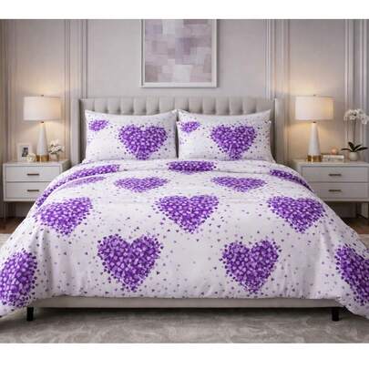 Good Morning Soft Colours Duvet Cover And Pillowcase | Red Heart Duvet Set | Turkish Cotton | 135x200 - 150x200 - 200x200 - 220x240 |