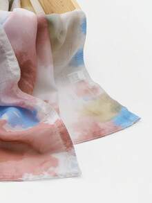 1件装女士波西米亚水彩花卉印花头巾，薄纱材质，波西米亚风，扎染渐变花卉数码印花，优雅百搭围巾披肩，多功能穆斯林头巾，适合日常佩戴，四季皆宜 - 彩色 - 查看 3