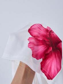 夏季女童碎花圆领T恤和阔腿裤两件套休闲套装 - 玫紅色 - 查看 11