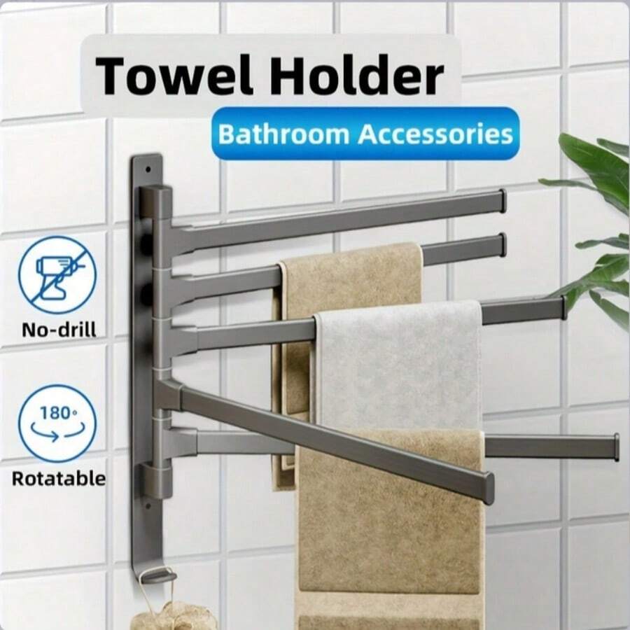 Foldable Bathroom Towel Rack, Drill-Free Installation, Suitable For Washstands, Toilets And Bathrooms, Simple And Practical - Multicolor - View 1