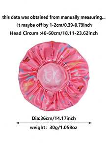 1 chiếc mũ ngủ bằng vải satin họa tiết bướm, thích hợp để đội hàng ngày. - Màu Hồng  San hô - Xem 4