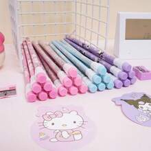 Sanrio 12支装Hello Kitty HB铅笔，带卷笔刀，印有库洛米、美乐蒂、肉桂卷等卡通图案，绘画及办公用品，返校学习礼物 - 彩色 - 查看 3