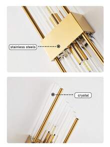 1盏/2盏金色/黑色水晶壁灯，不锈钢灯体，含免费G9灯泡。优雅的卧室灯或精致的客厅灯具，适用于客厅、卧室和走廊装饰。 - 彩色 - 查看 6