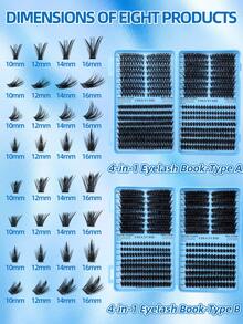 608/544片四合一假睫毛套装，包含胶水、镊子和睫毛刷。适合初学者DIY各种眼妆。套装包含假睫毛、胶水和睫毛刷。蓬松浓密，放大双眼，使用方便。便携式分段式假睫毛，大容量睫毛盒。适用于日常/卡通/角色扮演/经典/猫眼/狐狸眼/甜美/自然/浓妆等各种妆容。 - 彩色 - 查看 7