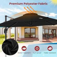 3M/3.3M Garden Cantilever Parasol Outdoor Offset Banana Hanging Umbrella With 5 Adjustable Tilt 360° Rotation And Cross-Shaped Base 8-Rib Sun Shade Canopy - Black3M - View 3