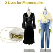 GCCSJ Female Mannequin, Hanging Pants & Skirts Dress Mannequin With Stand, Height Adjustable Torso For Clothing Dress Jewelry Display, Sewing, Silver - 銀色底座 - 查看 2