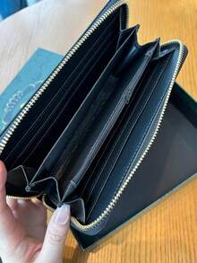 时尚高端复古压花长款女士钱包，优雅皮革雕花手拿包，带手机槽、多卡槽和零钱袋，可爱长款钱包，Fairycore - 黑色 - 查看 6