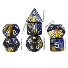 7pcs Fantasy Multi-Sided Dice Set, Suitable For D&D, Ages 14+, For Party Games, Tabletop Games, Role-Playing Games - Color - View 2