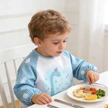 1pc Newborn Infant Reversible Feeding Bib, Baby Eating Smock, Unisex - Multicolor - View 10