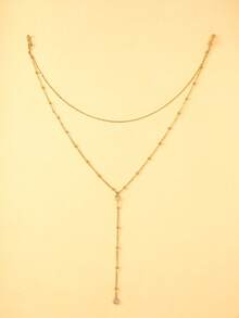 1pc Sexy Gold Tone Double Layer Y-Shape Back Body Chain Jewelry For Women - Gold - View 6