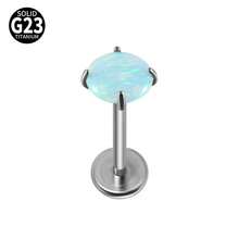1PC Prong Zirconia G23 Titanium Cartilage Earrings Stud Opal Threadless Helix Ear Tragus Piercing Body Jewelry - Titanium Color - View 27
