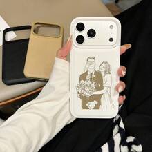 Personalized Custom Line Drawing Design Lychee Pattern Phone Case Compatible With Iphone 17 16 15 14 13 12 11 Pro Max And Plus Series Lens Protection Against Drops And Wear UV Printing Process A Handwriting Brush Style A Perfect Gift For Birthday And The Anniversary Day - Black - View 5