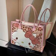 Túi đeo vai hình mèo hoạt hình chất lượng cao, túi tote vải canvas dung tích lớn dành cho học sinh, túi xách tay đi làm, túi đựng đồ cần thiết khi ra ngoài cho nữ. - Nhiều màu - Xem 3