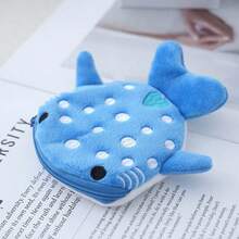 1Pc Cute Whale & Shark Shaped Plush Coin Purse With Zipper Portable Pendant - Fashion Accessory & Ideal Birthday Gift For Women - 彩色 - 查看 9