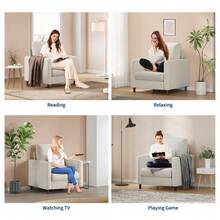 Conjunto De Sofá De 2 Plazas y Sillón Decorativo – Diseño Compacto y Cómodo – Tapizado De Poliuretano – Ideal para Espacios Pequeños, Salones o Dormitorios - Beis - Ver 3