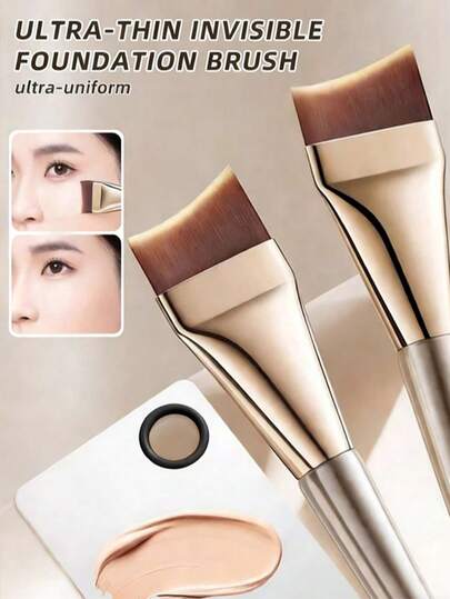 2支专业粉底刷套装，超薄扁平刷头，完美贴合BB霜、遮瑕膏和粉底，适合日常居家使用或女性旅行。套装包含轻巧的面部轮廓刷和扁平面膜刷，是专业的化妆工具，也是送给朋友、家人、女友、同学的绝佳圣诞礼物。