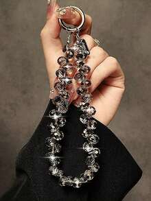 1pc Luxury Multi-Color Crystal Chain Wrist Strap, Detachable Phone Case/Keychain Holder With Clip - Multicolor - View 7