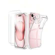 3-In-1 Protection Kit: 2pcs High-Definition Tempered Glass Screen Protectors + 1pc Shockproof Transparent Soft Phone Case, Durable, Easy To Install, High Transparency Waterproof Anti-Fall Scratch Resistant - Clear - View 35