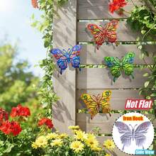 4 PEÇAS Decoração de Parede em Metal Vibrante de Borboleta, Escultura de Parede de Arte em Ferro Resistente à Ferrugem de 23,1 cm, Ornamento Decorativo Suspenso para Jardim, Pátio, Quintal, Varanda, Cerca - Presente Perfeito para Família, Amigos, Inauguração de Casa e Dia das Mães - Estilo A - Visão 9