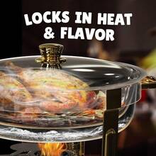 Stainless Steel Round Buffet Warming Tray Set, For Cooking Use Only - Gold - View 5