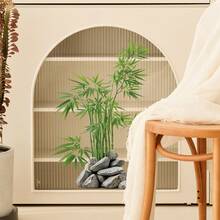 1pc Green Bamboo And Rock Garden Wall Sticker, Perfect For Adding A And Peaceful Atmosphere To Home, Bedroom, Living Room And Spaces. Self-Adhesive Wallpaper Brings Vibrant Spring Vibe To Your Home - Multicolor - View 5