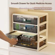 桌面收纳盒，抽屉式收纳盒，适用于办公桌文件收纳、文件整理，特别适用于A4规格文件，奶油色化妆品收纳柜，多层收纳，分类收纳神器。 - 彩色 - 查看 3