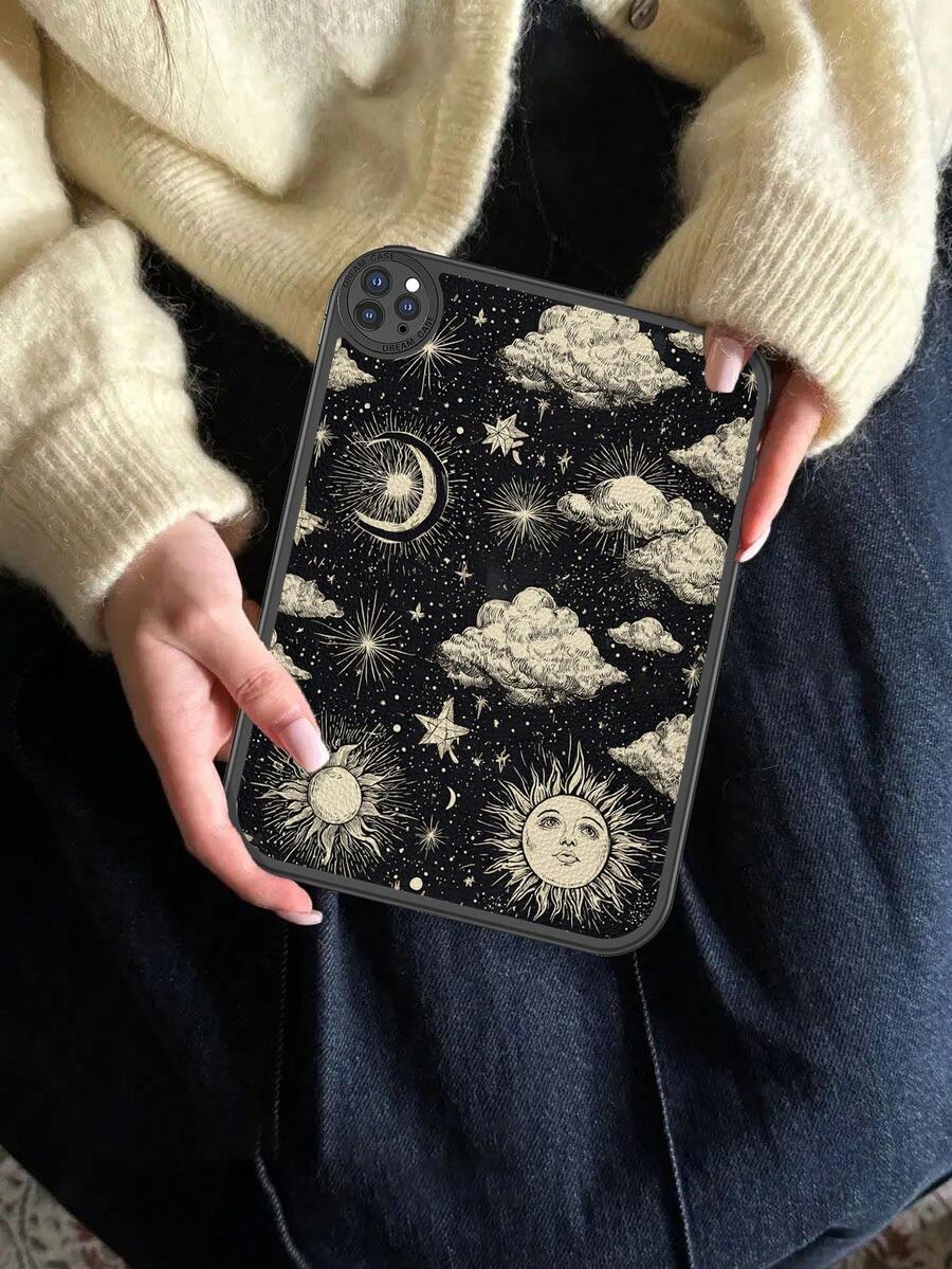 1个日月线性设计防摔平板电脑保护套，内置360°加厚防震保护套，适用于iPad 10代（10.9英寸），便携式皮革iPad 10.2英寸平板电脑保护壳 - 彩色 - 查看 1