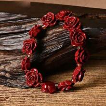 1pc Rose Beaded Stretch Bracelet, Fashionable & Elegant Jewelry Gift For Women, Birthday & Mother's Day