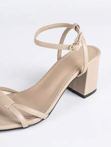 Sandalias de tacón alto de verano para mujer, zapatos elegantes de primavera/verano de color albaricoque para mujer, sandalias de tacón alto y puntera abierta de moda sexy, sandalias de tacón grueso y bloque, zapatos de novia de boda con tacón grueso, sandalias de color albaricoque, sandalias de tacón grueso con hebilla que se ajustan bien para citas, fiestas, uso al aire libre, zapatos minimalistas de unicolor y tacón medio para vacaciones de mujer - Albaricoque - Ver 8
