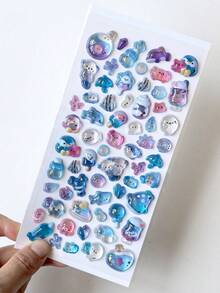 1pc Transparent Cartoon Decorative Sticker, Can Be Used To Decorate Stationery, DIY Notebooks - one-size - View 2