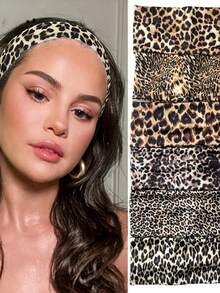 1pc Leopard Print Headband, Streetwear Fashion Chic High Crown Breathable Elastic Sports Sweatband, Suitable For Yoga, Tennis And Other Sports Women Hair Accessories Causal Hair Band Elegant Head Scarf - Multicolor - View 3