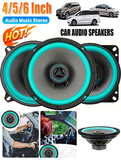 1 st 4/5/6 tums uppgradering av bilstereohögtalare, ultratunn subwoofer-ersättningshögtalare, 100W 2-vägs HiFi koaxialstereo, fullregisterdiskant, mellanregister, bashögtalare, enkel installation, inget batteri ingår, lämplig för uppgradering av bilstereo och utbyte av dörrhögtalare, fullregisterhögtalare för bilstereo