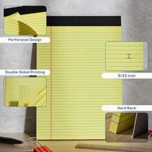 Legal Pads 8.5 X 11 College Ruled 6 Pack Yellow Note Pads 8.5 X 11 Notepads 30 Sheets Perforated Notepad Writing Pads 21lb Paper Legal Pad Ruled Paper Pad With Sturdy Back For School, Home, Office - ColorC - 查看 3