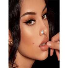 ORAZIO 12Pcs Unisex Silver Non-Piercing Fake Nose Ring Hoops | CZ Dangle Clip-On Cartilage Tragus Cuff Jewelry - 彩色 - 查看 9