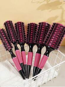 1 Peça/Conjunto Pente Brasileiro - Conjunto de Pentes para Penteado em Alumínio Vermelho - Escova de Cerdas de Náilon e Cerdas de Javali para Todos os Tipos de Cabelo, Inclui Pente Desembaraçador e Modelador de Madeira, Borla de Ar, Pente Quente em Formato de Pêra, Pente Modelador - Multicolorido - Visão 7