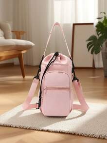 40盎司/1.2升保温水壶套，带手机袋、可调节肩带，兼容史丹利水壶，适合徒步、露营、运动 - 保温斜挎包