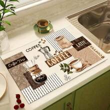 1 Peça Tapete de Silicone para Coador de Café, Antiderrapante, Lavável, Super Absorvente, Tapete de Secagem para Área de Pia e Bancada da Cozinha, Decoração Essencial para Outono, Inverno e Natal, Higiênico e Natural - Multicolorido - Visão 3