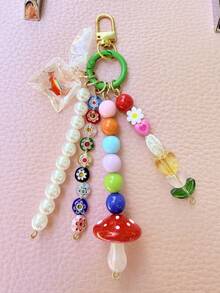 鱼形包包挂饰串珠郁金香钥匙扣蘑菇包包挂饰可爱背包配件金链钱包挂饰送给女孩和女士的礼物Y2K旅行必备卡哇伊 - 彩色 - 查看 1