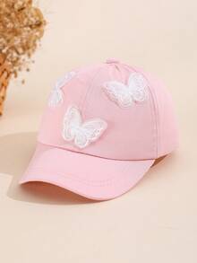 1pc Girls' Adjustable Baseball Cap With 3D Embroidered Butterflies, Breathable, Moisture-Wicking, Soft & Delicate, Suitable For Daily, Vacation, Outdoor Activities, Gift - 1PC - View 7